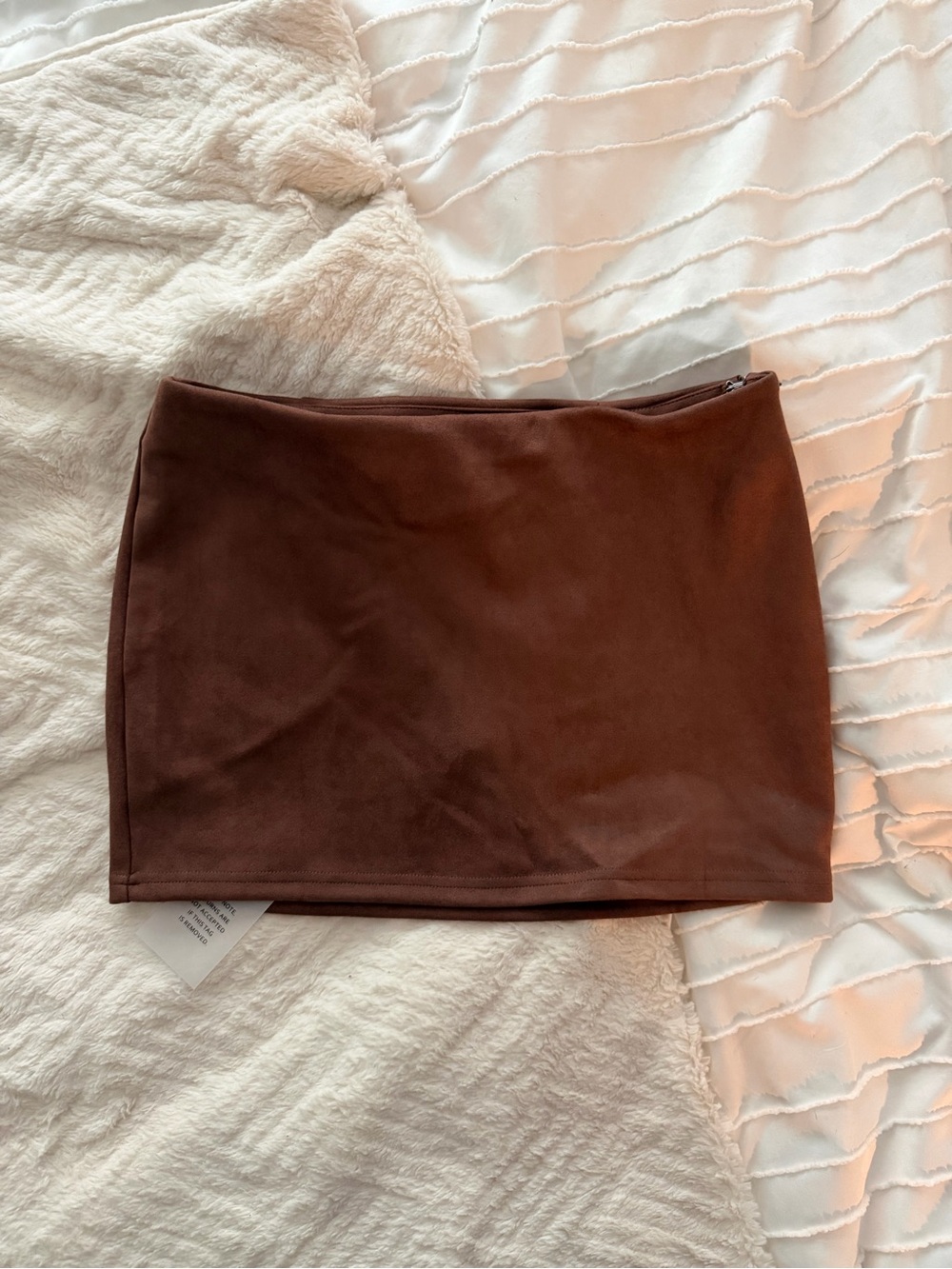 superdown Brown Suede-Look Mini Skirt
